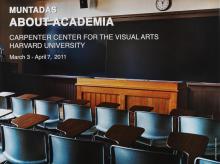 Muntadas: About academia [The Carpenter Center for the visual arts Harvard University, Póster, Imagen Identificativa]